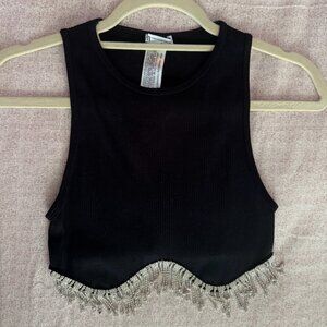 NWOT Zara Rhinestone Crop Top XS
